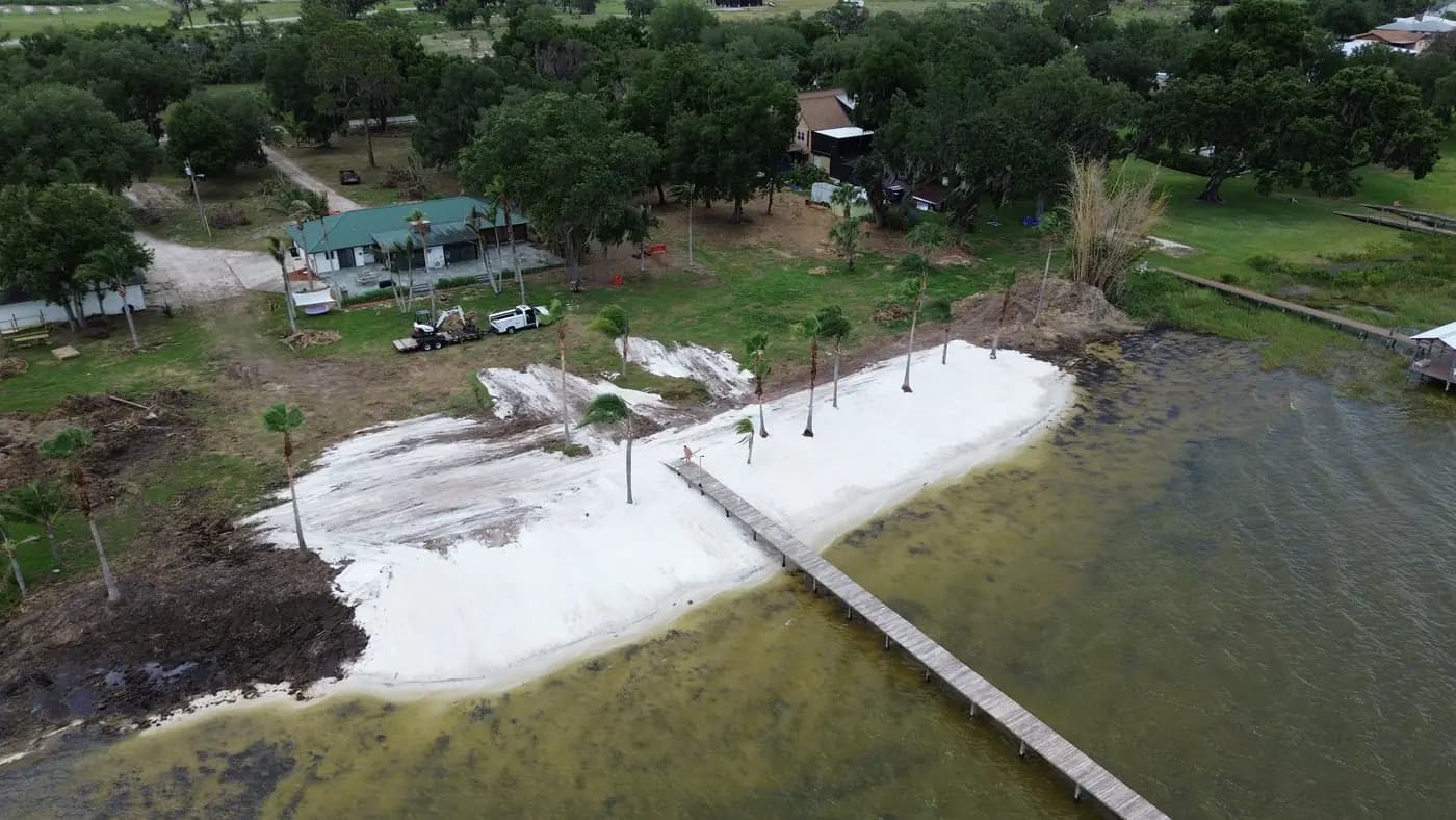 Stabilized pond shoreline protecting a Florida property from erosion